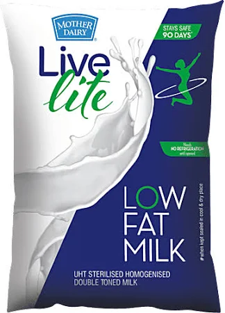 mother dairy Milk - Live Lite 450 ml Pouch